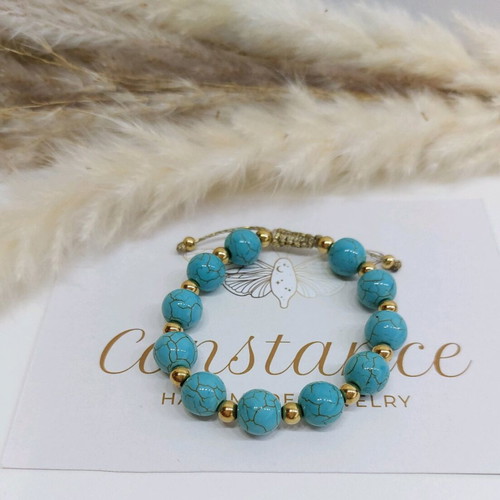 Bracelet with semi-precious howlite stones and steel new