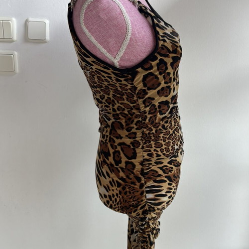 Φόρεμα λεοπάρ animal print με δαντέλα και στρας, μέγεθος S