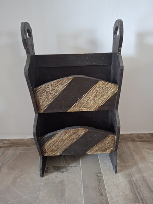 Wooden newspaper and magazine holder used, 72cm height, 40cm width