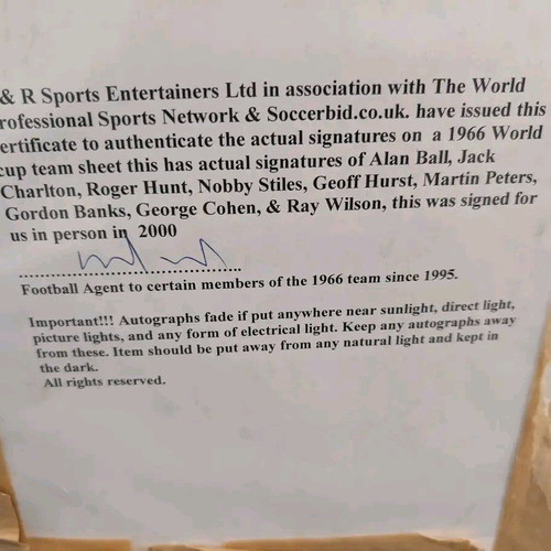 Collectible 1966 World Cup Winner Frame with Authentic Wembley Seat and Autographs, New
