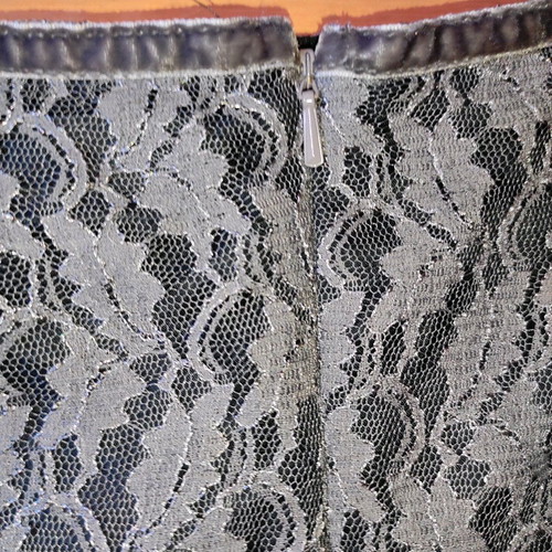 Fransa gray midi lace skirt like new, silver sequins