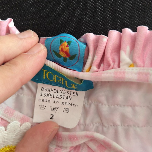 Tortue toddler bikini 2 years pink gingham with daisies like new