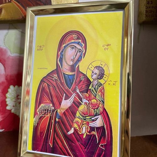 Framed icon of Panagia 10x15cm, new, paper print