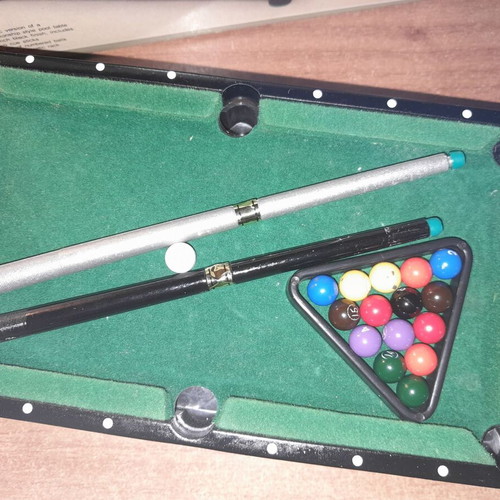 Miniature billiards used, in box