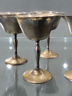 Silver Plated Champagne Coupe Glasses set of 6 vintage used