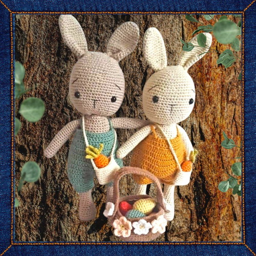 Handmade stuffed bunny toy new, crocheted with cotton yarns