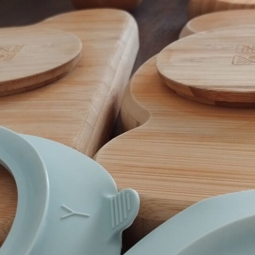 Σετ φαγητού μωρού Bamboo Bamboo με πιάτα, ποτήρι και κουτάλι