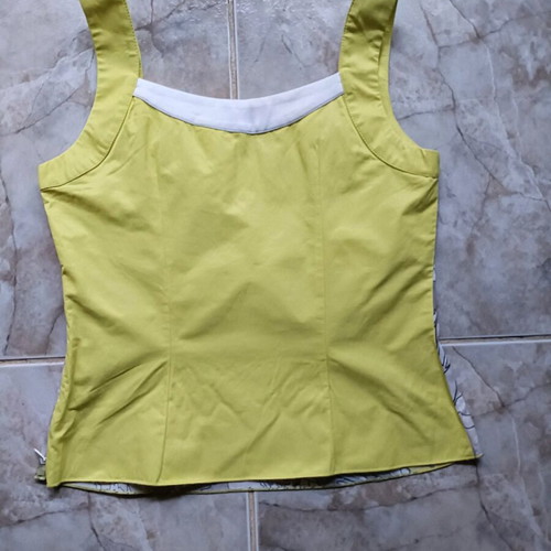 My Way top new, cotton, white and yellow, size L
