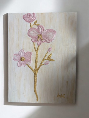 Canva Orchid Pink and Gold 30x40 Handmade Art