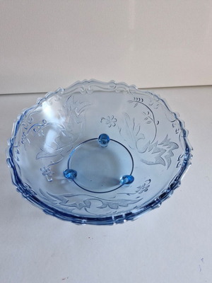 Vintage glass fruit bowl in blue color like new
