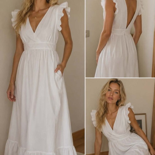 Women's white dress used with open back and nice fit