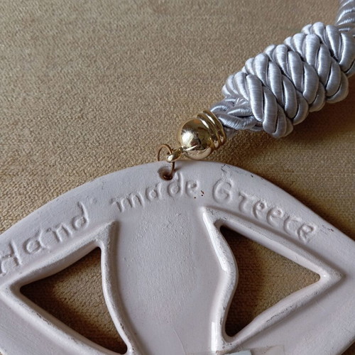 Handmade hanging eye gouri, like new, clay 15x8 cm