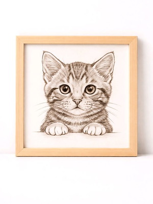 Laser Engraved Picture with Lacquered Wooden Frame New