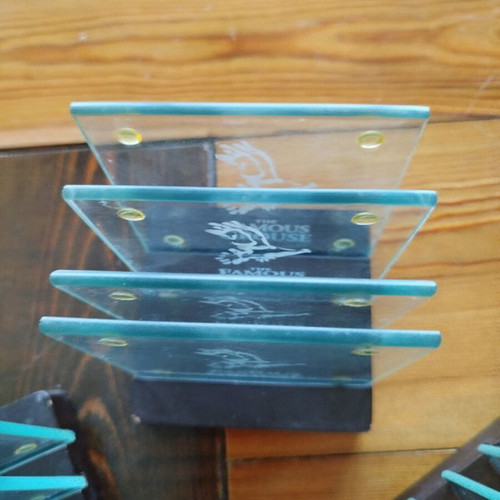 Famous Grouse glass coasters set like new, 11 pieces