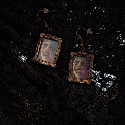 Alastor (Hazbin Hotel) earrings Victorian goth, new