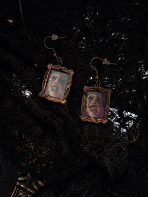 Alastor (Hazbin Hotel) earrings Victorian goth, new