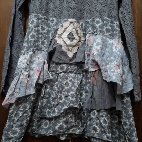 Cream mini dress tunic like new, gray, size M