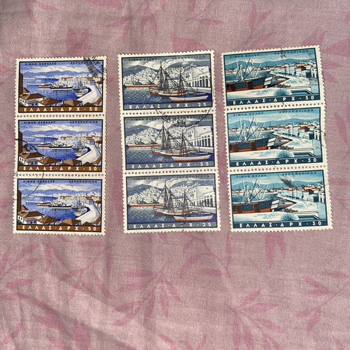 Air Mail Stamps Landscapes Series used, Greece