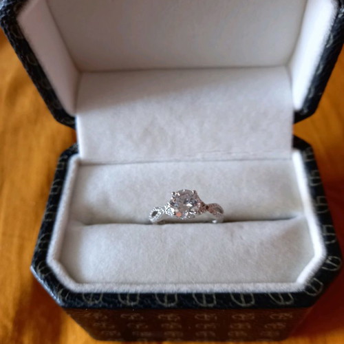 Sterling Silver 925 Platinum-Plated Solitaire Ring Galerie Tsangarakis