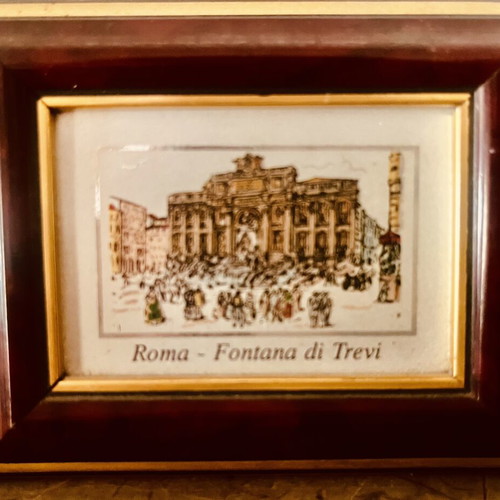 Vintage postcard frame Fontana di Trevi Rome like new