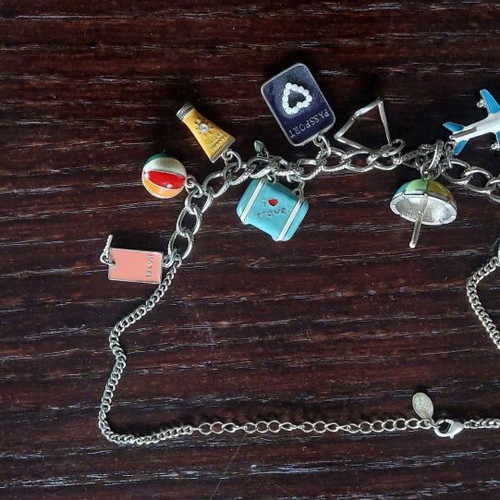 Silver necklace with colorful travel charms new