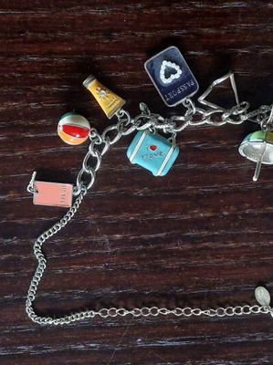 Silver necklace with colorful travel charms new