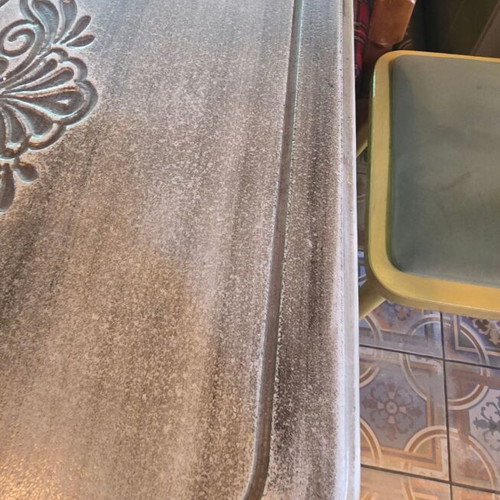 Cast iron table bases like new, pack of 14 with marble tops