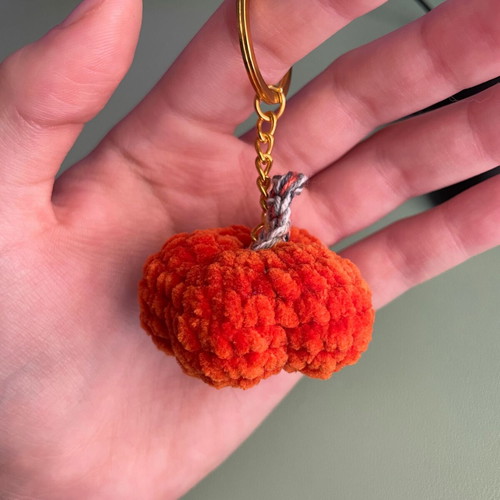 Handmade Pumpkin Keychain in Orange