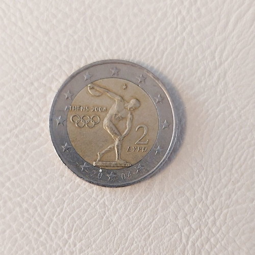 Commemorative 2 Euro Coin Athens 2004 Discobolus used