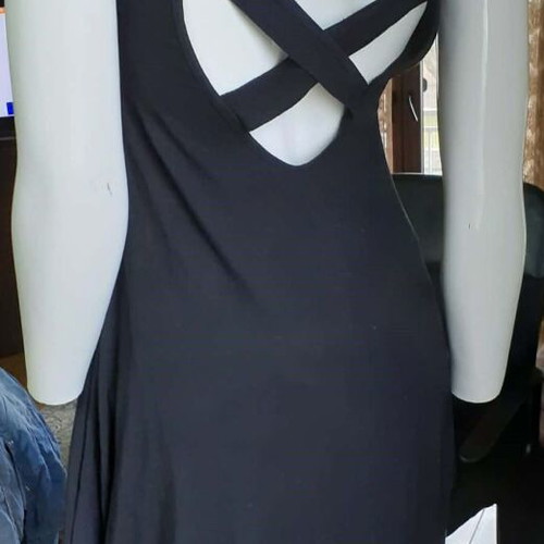 Black maco blouse dress with open back like new, size L