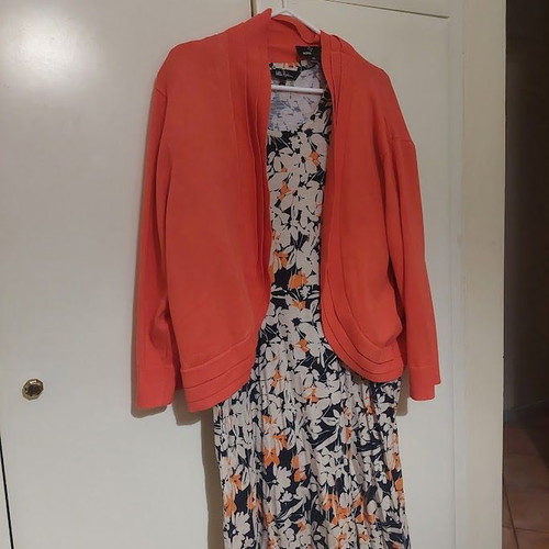Floral Dress and Coral Cardigan Set Ulla Popken like new
