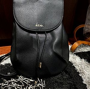 Τσάντα backpack kem μαύρη