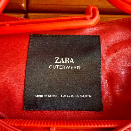 Zara red faux leather jacket like new