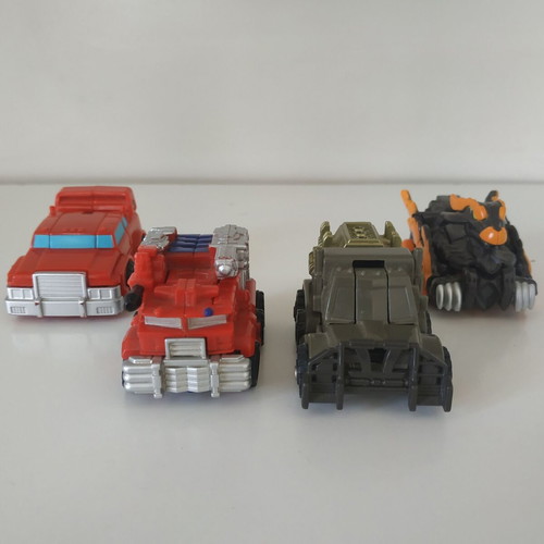 Transformers Bot Shots figures used, Optimus Prime, Megatron, Ironhide, Scourge