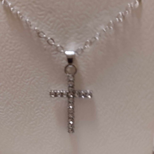 Cross with strass in silver color new