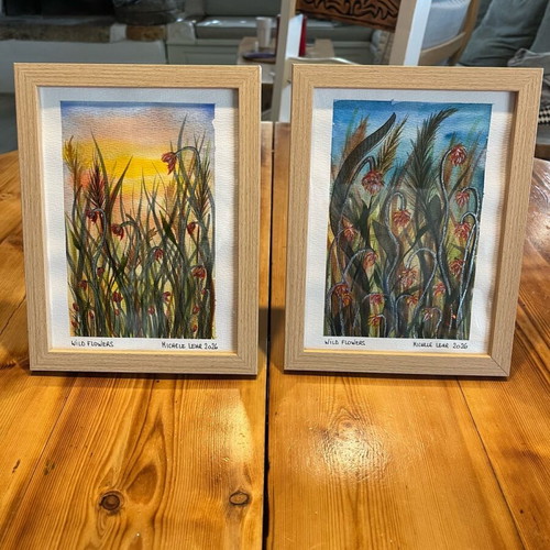 Watercolor in frame new, handmade 22x17