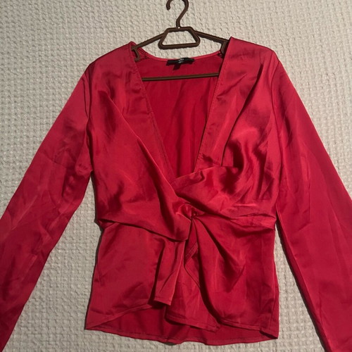 Misguided satin blouse like new, pink multicolor