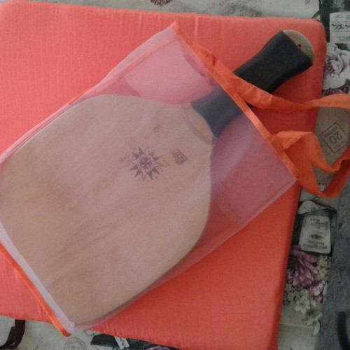 Wooden beach paddle 41cm with black handle new