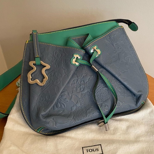 Tous crossbody bag like new, blue embossed leather