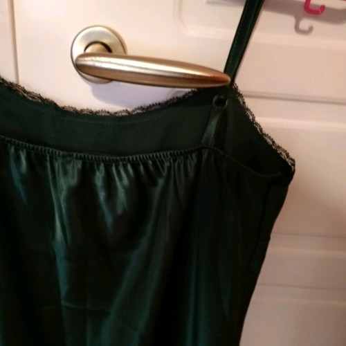 Satin midi dress Dixie new, emerald green, size S/M