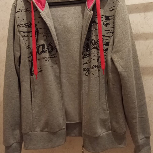 Women's sweatshirt with zipper XXL used, gray and pink