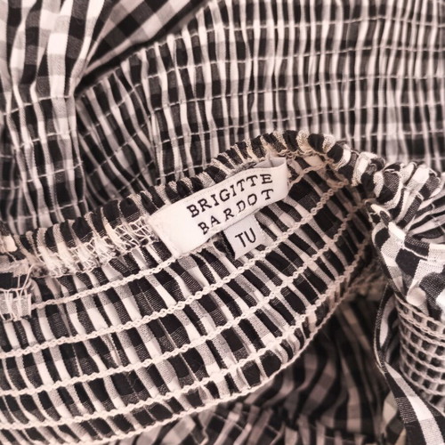 Brigitte Bardot Paris Midi Gingham Dress, Small, black and white