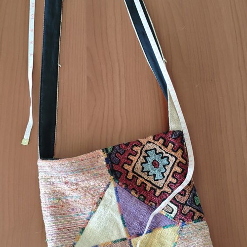 Boho crossbody bag used, multicolor fabric