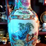  Vintage κινεζικό βάζο πορσελάνης ζωγραφισμένο στο χέρι επιχρυσωμένο και επισμαλτωμένο…Άθικτο