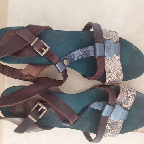 Take Me leather sandals used, blue and brown, size 37