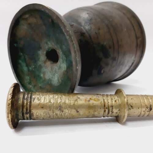 Antique Greek Brass Mortar and Pestle used, vintage kitchen decor