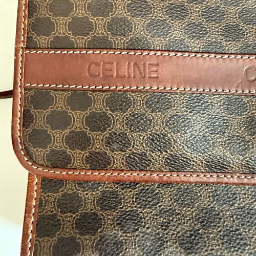 Celine vintage handbag used brown with strap