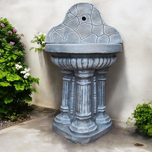 Aphrodite Concrete Garden Fountain for Wall in Gray and White