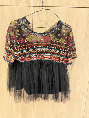 Zara top used with embroidery and sheer details, size small