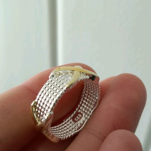 Women's two-tone 925 silver plated gold ring new size 18.5